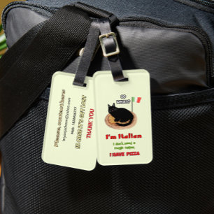 Étiquette À Bagage Chat et pizza