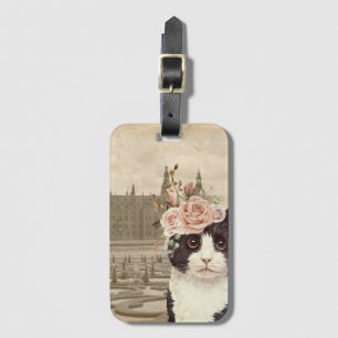 Étiquette À Bagage Chat Fantaisie & Le Château