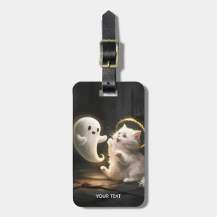 Étiquette À Bagage Chat Fantôme blanc mignon Imaginaire