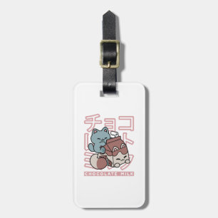 Étiquette À Bagage Chat Kawaii avec du Lait au Chocolat – Pop Art Jap