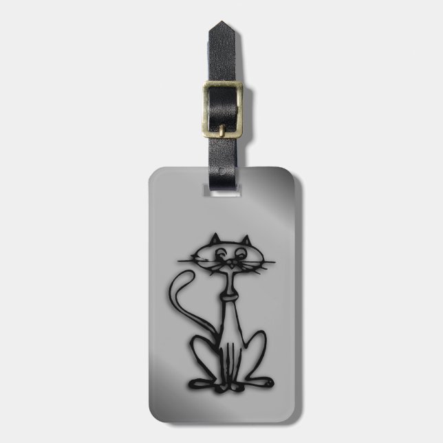 Étiquette À Bagage Chat Kitty Cool (Devant Vertical)
