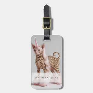 Étiquette À Bagage Chat Licorne Léopard Glamour en Talons en Fourrure