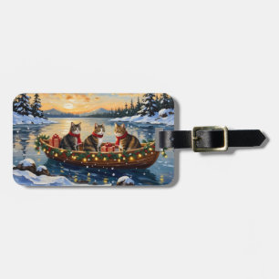 Étiquette À Bagage Chat Maine Coon Noël Bateau Fêtes