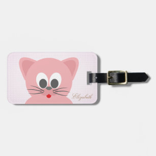 Étiquette À Bagage Chat mignon adorable, points -Personnalisé
