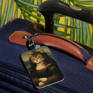 Étiquette À Bagage Chat Mona Lisa Parodie d'Art de la Renaissance