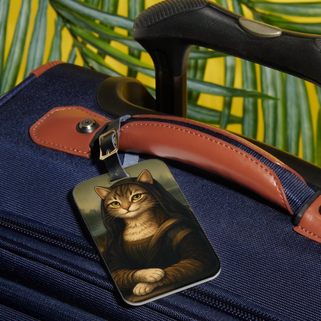 Étiquette À Bagage Chat Mona Lisa Parodie d'Art de la Renaissance (Insitu Rectoal 1)