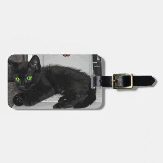 Étiquette À Bagage Chat noir de Prunella lounging sur l'ordinateur