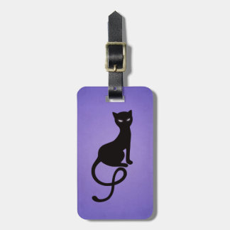 Étiquette À Bagage Chat noir mauvais aimable pourpre personnalisé