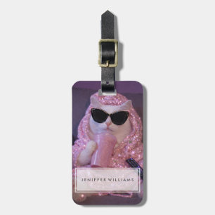 Étiquette À Bagage Chat paresseux glamour avec lunettes de soleil
