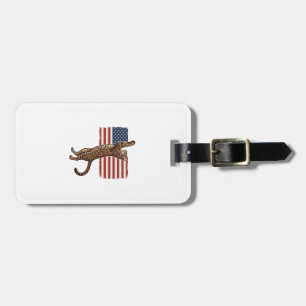 Étiquette À Bagage Chat patriotique Drapeau américain Design vectorie