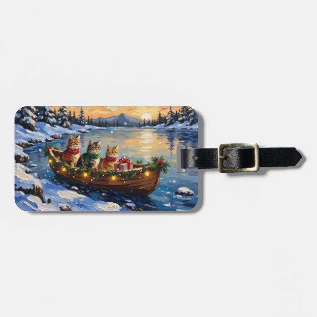 Étiquette À Bagage Chat Persan Noël Bateau Fêtes (Devant horizontal)