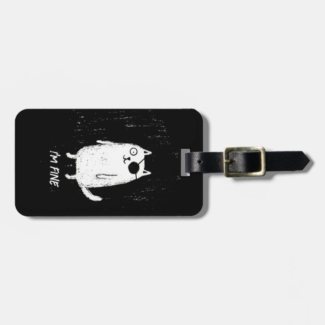 Étiquette À Bagage Chat Pirate – Art Minimal et Drôle de Chat (Devant horizontal)