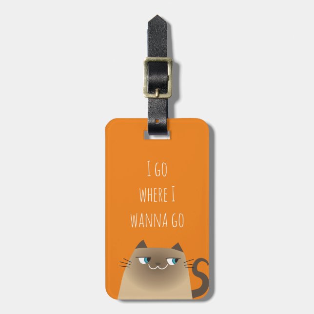 Étiquette À Bagage Chat Siamois Kawaii Drôle (Devant Vertical)