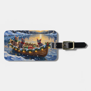 Étiquette À Bagage Chat Sphynx Noël Bateau Fêtes