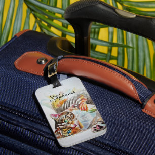 Étiquette À Bagage Chat tigré Chats Art pour animaux Peinture aquarel