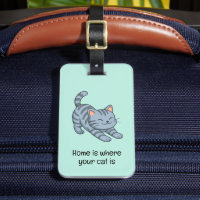 Chat tigré gris étiré Texte personnalisé vert