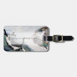 Étiquette À Bagage Chat Tuxedo Touchant la Patte Divine