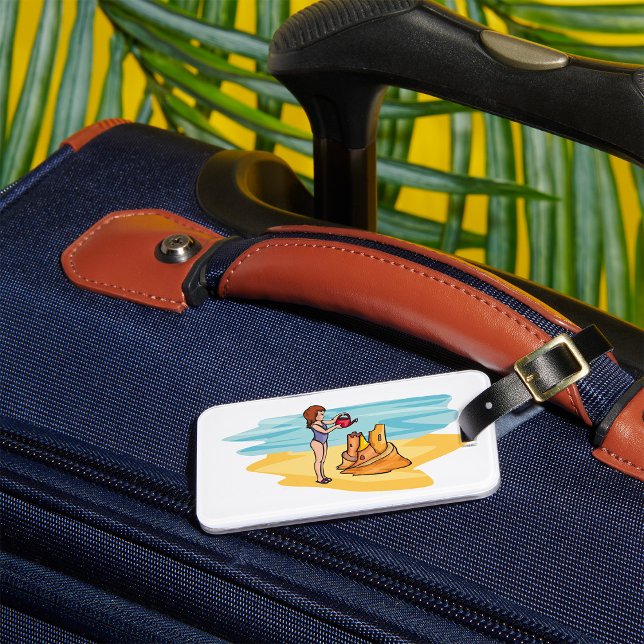 Étiquette À Bagage Château de sable de plage (Créateur téléchargé)