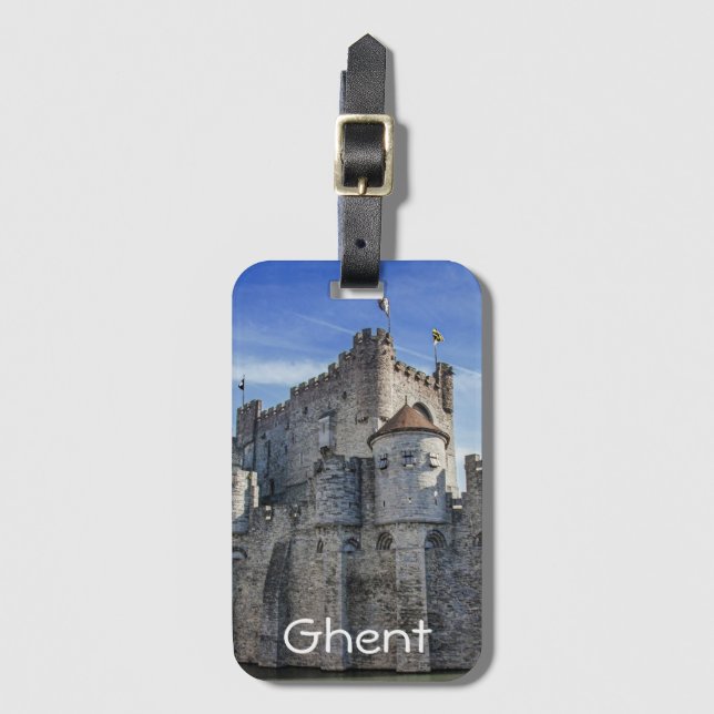 Étiquette À Bagage Château des Comtes de Gand. (Devant Vertical)