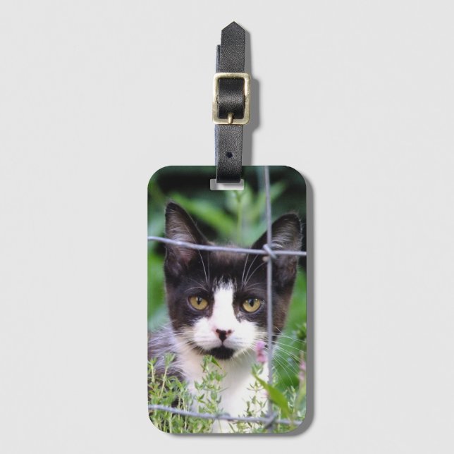 Étiquette À Bagage Chaton smoking dans le jardin  (Devant Vertical)