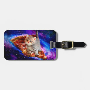 Étiquette À Bagage Chats dans la pizza spatiale
