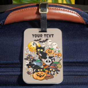 Étiquette À Bagage Chats drôles de Halloween Fête