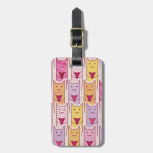 Étiquette À Bagage Chats mignons aux coeurs amoureux