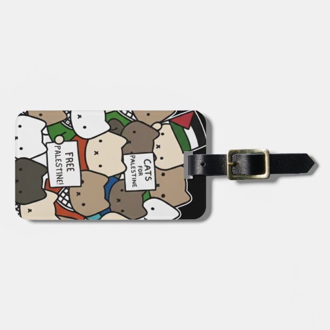 Étiquette À Bagage Chats pour la Palestine – Chats Kawaii pour la Jus (Devant horizontal)