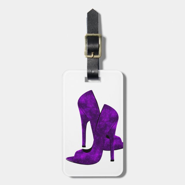 Étiquette À Bagage Chaussures à talons hauts violettes (Devant Vertical)