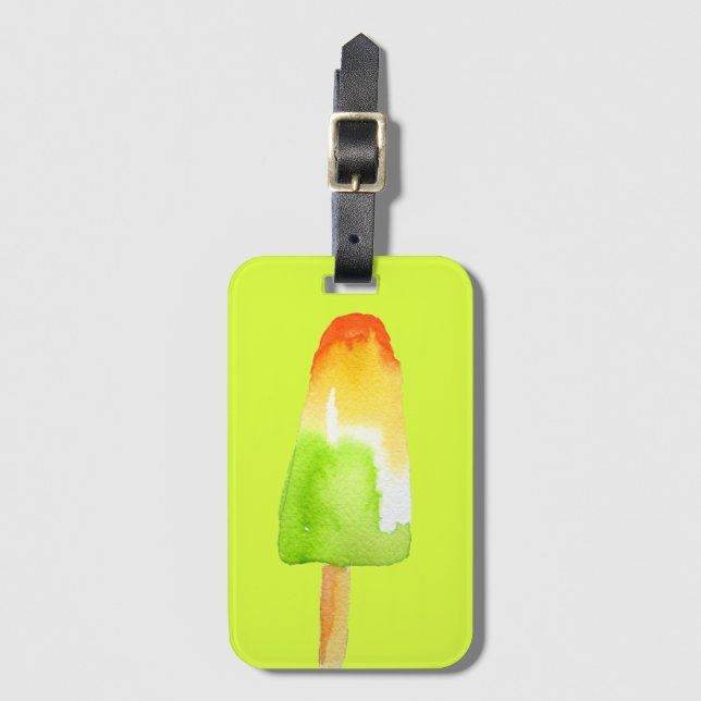 Étiquette À Bagage Chaux orange popsicle Été glaces pop art (Devant Vertical)