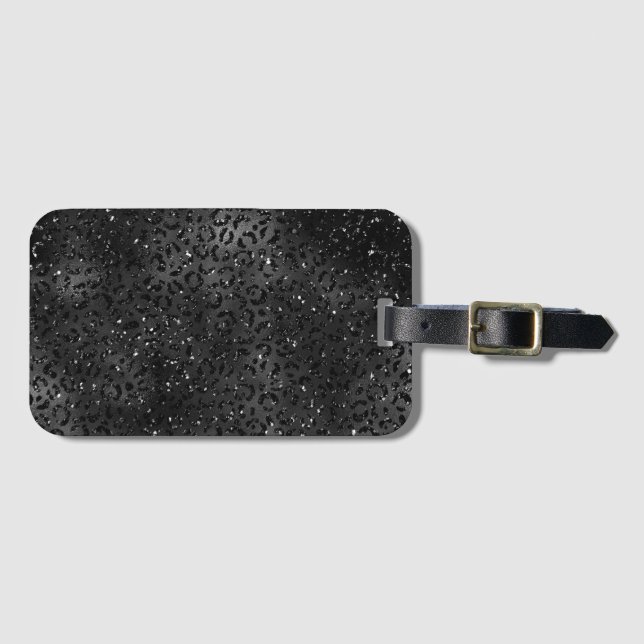 Étiquette À Bagage Cheetah noir léopard peau Imprimer Motif animal (Devant Horizontal)