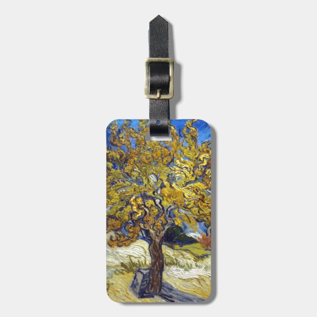 Étiquette À Bagage Chef-d'œuvre d'art du mûrier de Van Gogh (Devant Vertical)