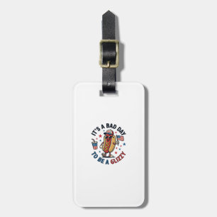 Étiquette À Bagage Chemise de gravure vintage de hot dog patriotique