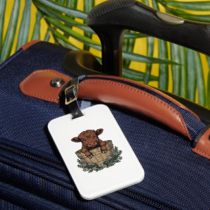 Étiquette À Bagage Chemise veau highland vintage art seau de margueri