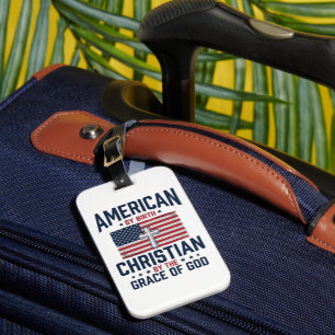 Étiquette À Bagage Chemise Vintage Croix du Drapeau Chrétien Américai