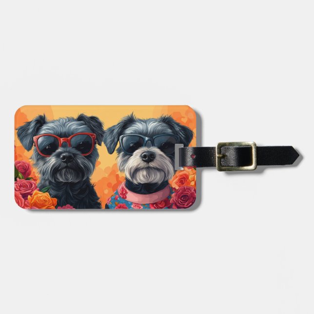 Étiquette À Bagage Chesapeake Bay Terrier Heart Roses Saint-Valentin (Devant horizontal)