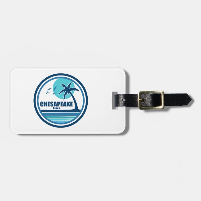 Étiquette À Bagage Chesapeake Beach Maryland Palm Tree Birds (Devant horizontal)