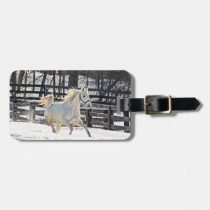 Étiquette À Bagage Cheval blanc galopant