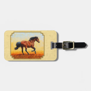 Étiquette À Bagage Cheval de la baie de course Jaune