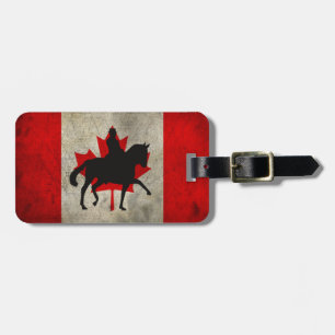 Étiquette À Bagage Cheval Dressage avec drapeau canadien patriotique