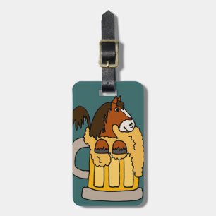 Étiquette À Bagage Cheval drôle de Clydesdale dans la tasse de bière