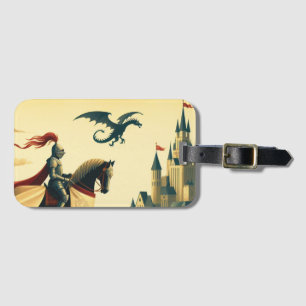 Étiquette À Bagage Chevalier médiéval/dragon/château fantastique