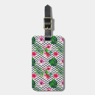 Étiquette À Bagage Chevron Géométrique Été Tropical Floral