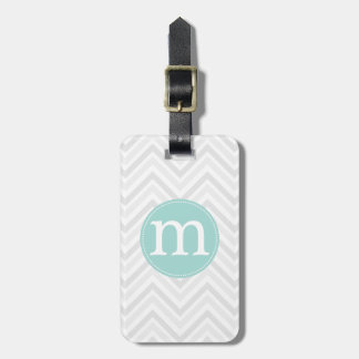 Étiquette À Bagage Chevron gris et blanc moderne personnalisé