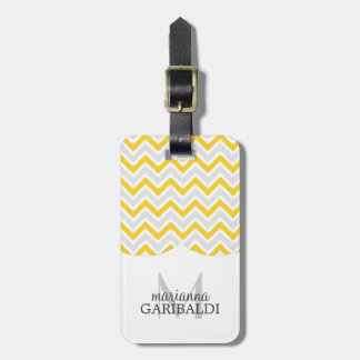 Étiquette À Bagage Chevron jaune et moderne personnalisé