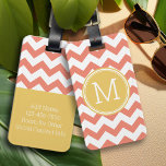 Étiquette À Bagage Chevron Motif monogramme - Corail et Citron<br><div class="desc">Voyagez dans le style avec ce design coloré et un espace pour monogrammes. Si vous devez ajuster l'illustration ou modifier la police,  vous pouvez cliquer sur la zone personnaliser. Cela vous mènera à l'outil de conception où vous pouvez effectuer de nombreux changements.</div>