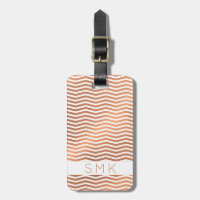 Chevron or Rose moderne Foil sur Monogramme blanc