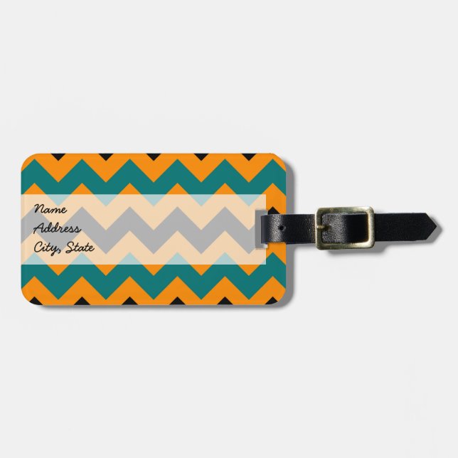 Étiquette À Bagage Chevron Zigzag Motif 3 tendance (Devant horizontal)