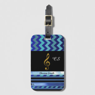 Étiquette À Bagage chevrons, rayures, musique, nom