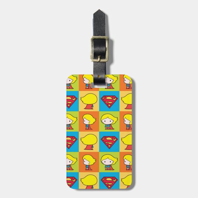 Étiquette À Bagage Chibi Supergirl retournement de caractère (Devant Vertical)